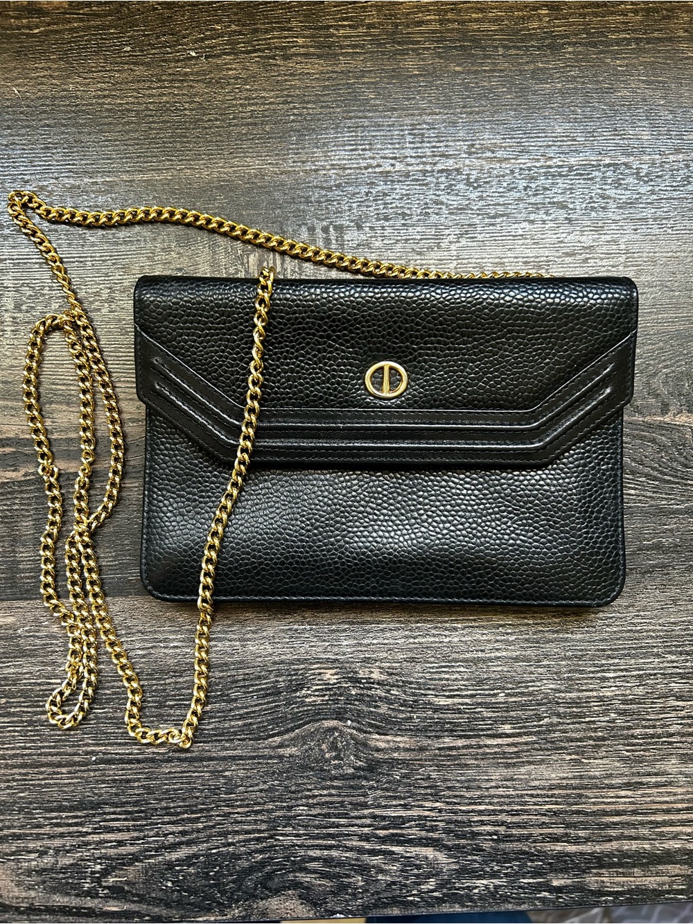 Authentic Vintage Christian Dior Black Leather Chain Clutch Envelope Mini Bag - Picture 8 of 12